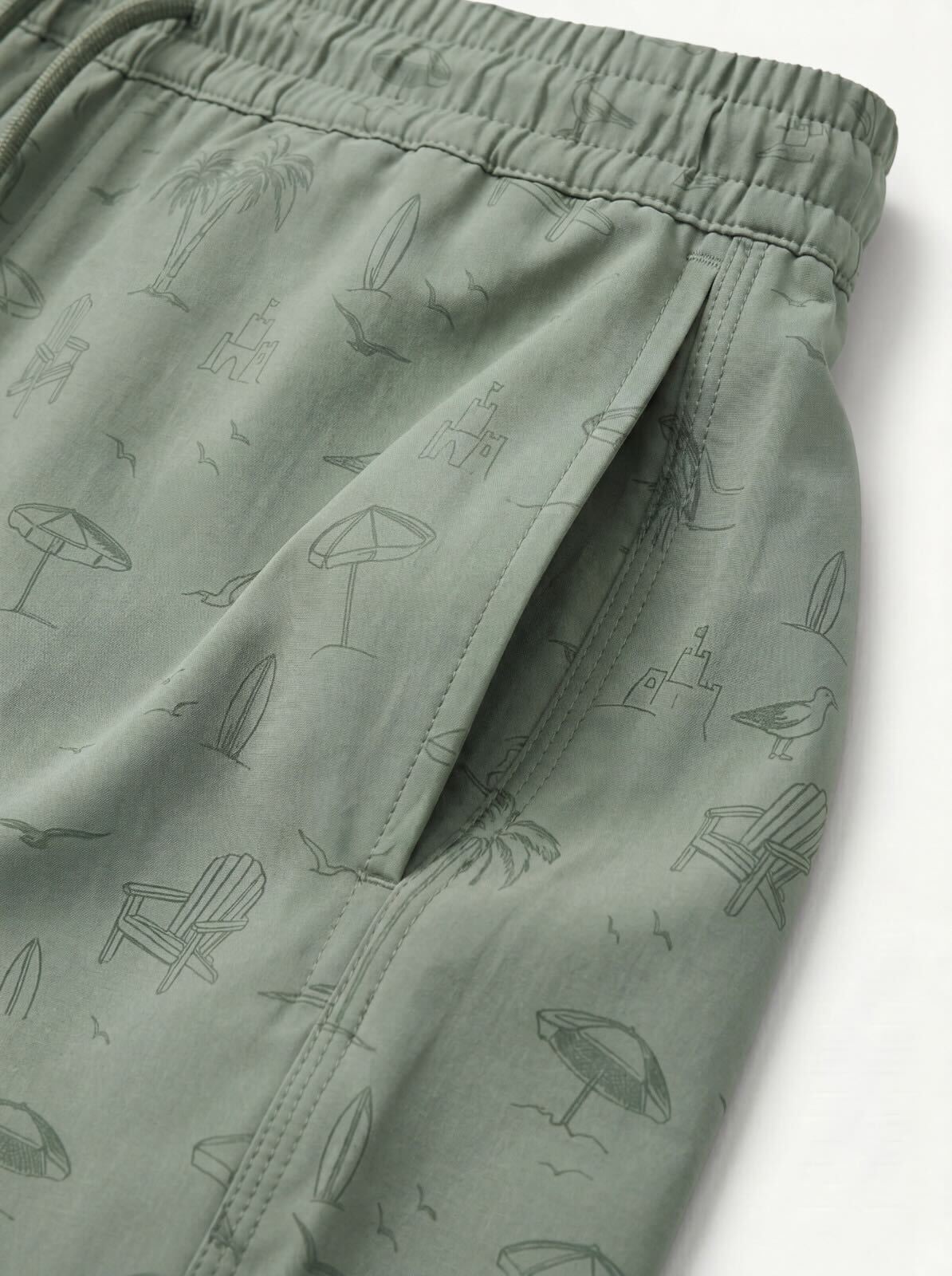 Shore Scene - Green Swim Shorts
