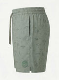 Shore Scene - Green Swim Shorts
