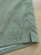 Shore Scene - Green Swim Shorts