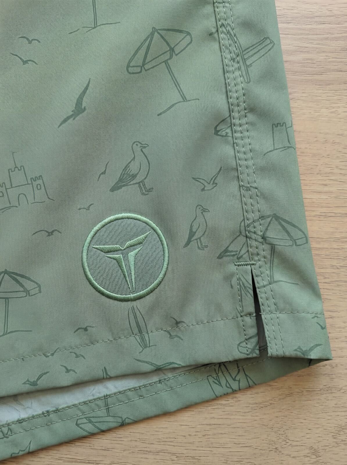 Shore Scene - Green Swim Shorts